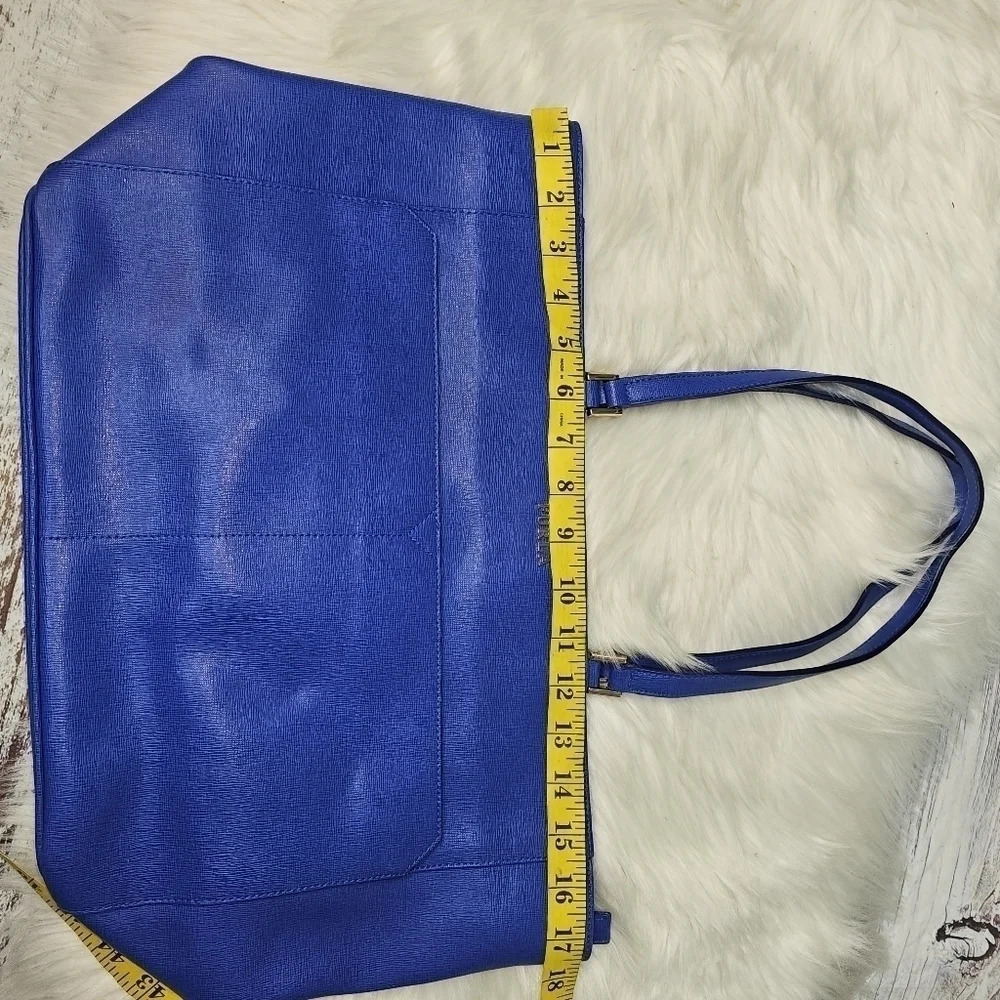 FURLA  leather Tote Handbag Purse Blue - Picture 3 of 12